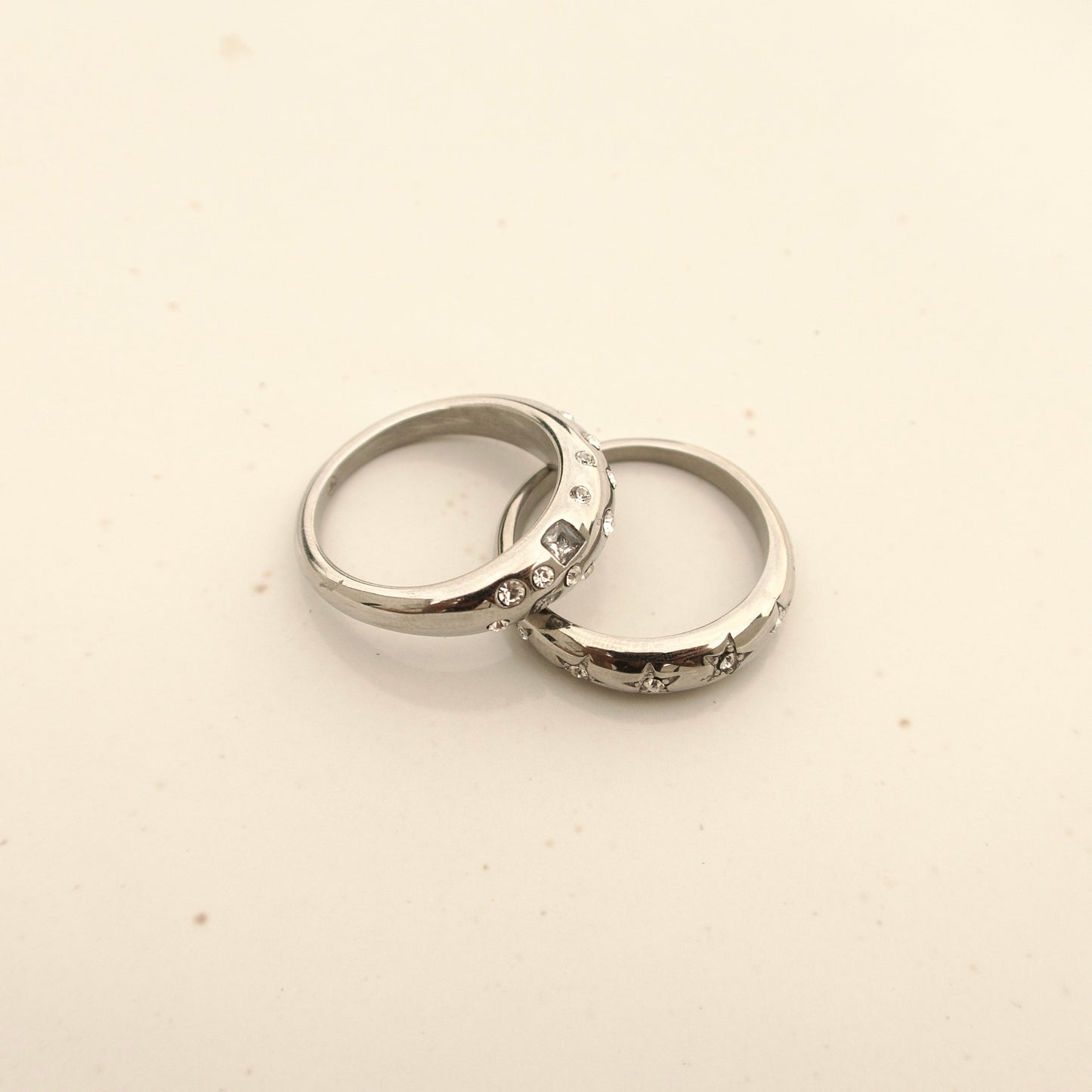 Dome krystal ring sølv - medium