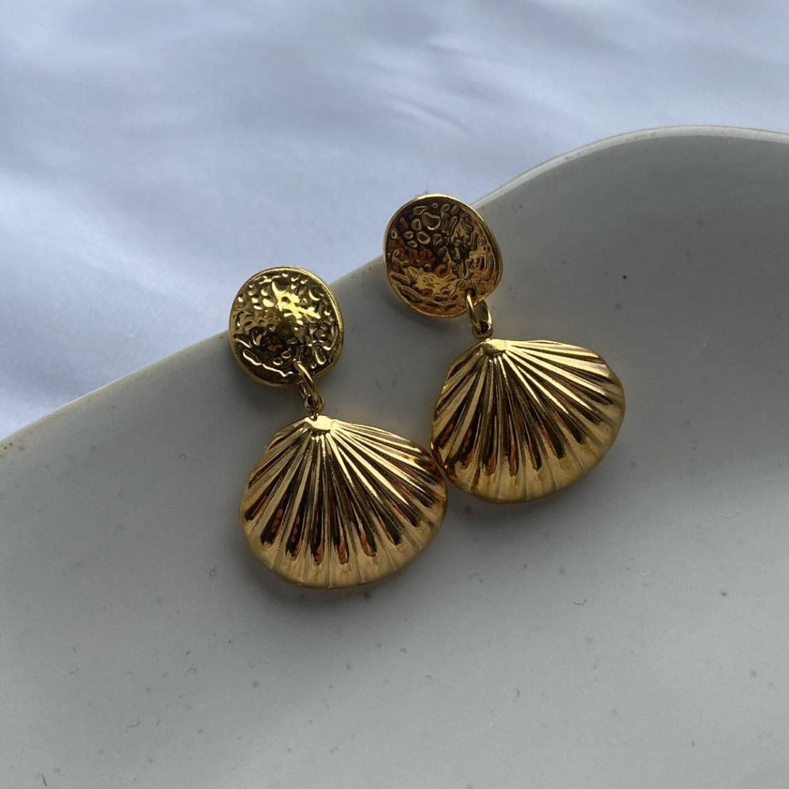 Musling ørering - Guld
