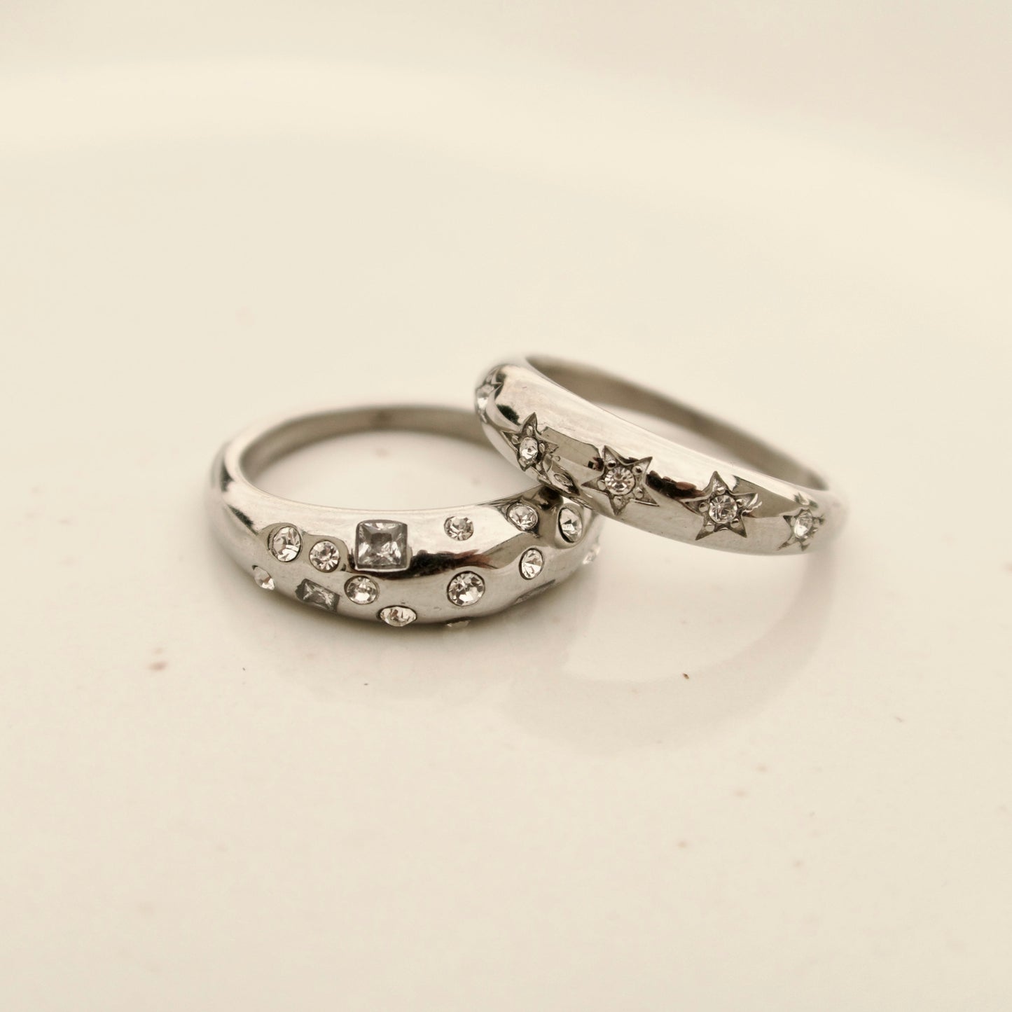 Dome krystal ring sølv - small