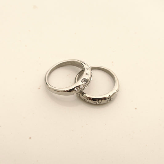 Dome krystal ring sølv - medium